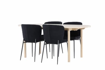 Andy Matgrupp 180 cm Oval med 4 Modesto stolar - Whitewash/Svart - Products - Möbler - Bord & matgrupp - Matgrupp