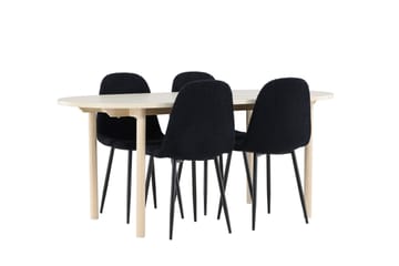 Andy Matgrupp 180 cm Oval med 4 Polar stolar - Whitewash/Svart - Products - Möbler - Bord & matgrupp - Matgrupp