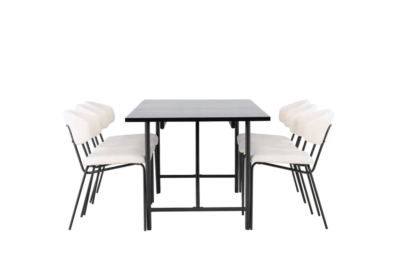 Astrid Matgrupp 200 cm Rektangulär med 6 Chico Stolar - Svart - Products - Möbler - Bord & matgrupp - Matgrupp