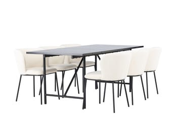 Astrid Matgrupp 200 cm Rektangulär med 6 Edina Stolar - Svart - Products - Möbler - Bord & matgrupp - Matgrupp