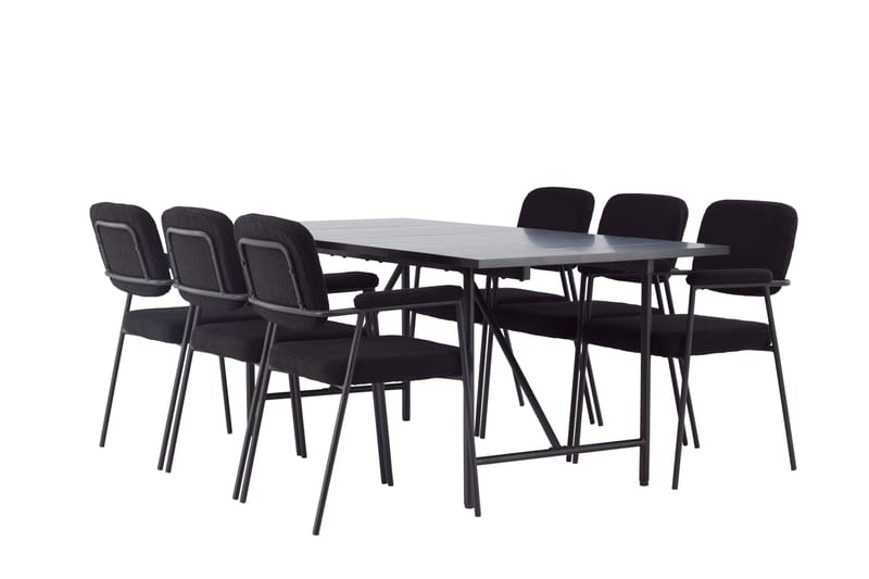 Astrid Matgrupp 200 cm Rektangulär med 6 Yesterday stolar - Svart - Products - Möbler - Bord & matgrupp - Matgrupp