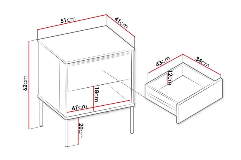 Basici Sängbord 51 cm - Brun - Products - Möbler - Bord & matgrupp - Avlastningsbord & sidobord - Sängbord & nattduksbord