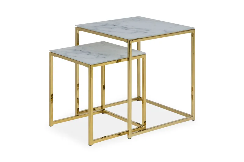 Epiffer Satsbord 45 cm Marmormönster 2 Bord - Grå/Mässing - Products - Möbler - Bord & matgrupp - Avlastningsbord & sidobord - Satsbord