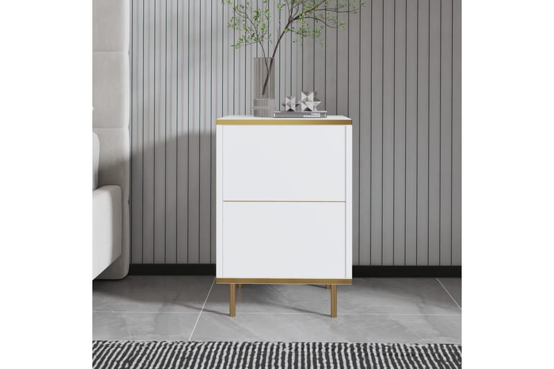 Imaj Sängbord 40 cm - Vit/Guld - Products - Möbler - Bord & matgrupp - Avlastningsbord & sidobord - Sängbord & nattduksbord