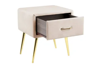Sängbord Flayat Beige, guld, roséguld - Beige, guld, roséguld - Products - Möbler - Bord & matgrupp - Avlastningsbord & sidobord - Sängbord & nattduksbord