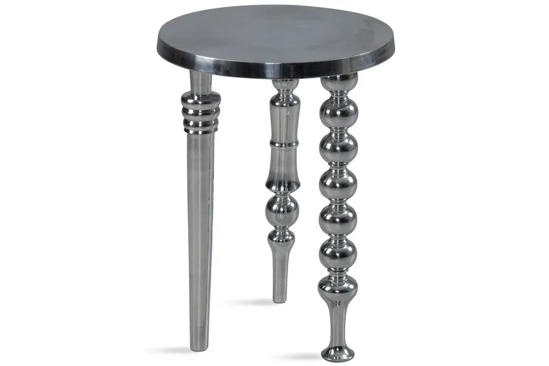 Sido bord Wohnling Metall Rund 44 cm med 3 Olika Ben Modern