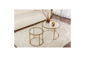 Soffbordset 2 delar Rikiya Små Guldtransparent - Guldtransparent - Products - Möbler - Bord & matgrupp - Avlastningsbord & sidobord - Satsbord
