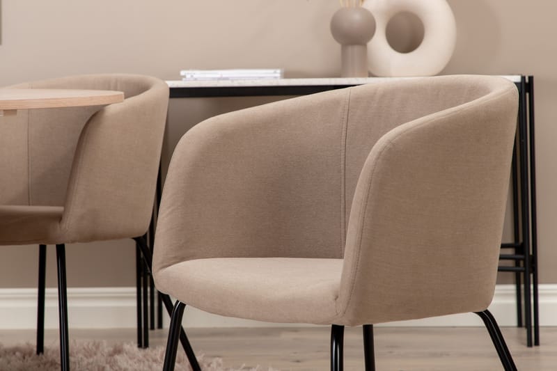 Biana Matgrupp 110 cm Rund inkl 4 Berita Stolar - Beige/Svart - Products - Möbler - Bord & matgrupp - Matgrupp