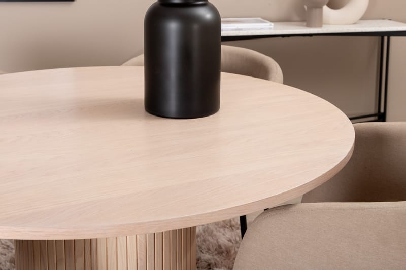 Biana Matgrupp 110 cm Rund inkl 4 Berita Stolar - Beige/Svart - Products - Möbler - Bord & matgrupp - Matgrupp