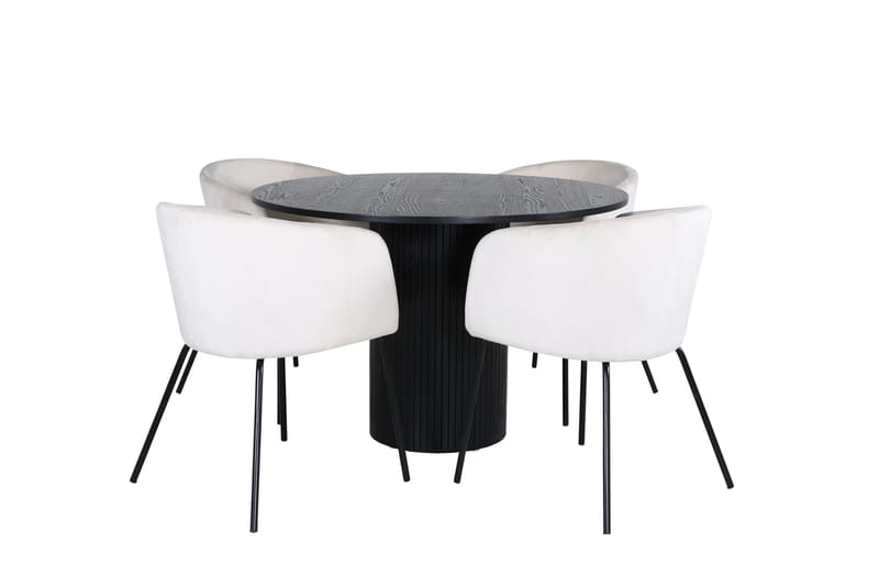Bianca Matgrupp 110 cm Rund med 4 Berit stolar, Beige