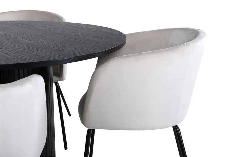 Bianca Matgrupp 110 cm Rund med 4 Berit stolar - Beige - Products - Möbler - Bord & matgrupp - Matgrupp