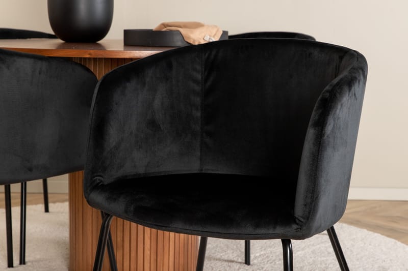 Bianca Matgrupp 110 cm Rund med 4 Berit stolar - Svart - Products - Möbler - Bord & matgrupp - Matgrupp