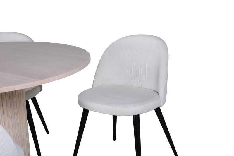 Bianca Matgrupp 110 cm Rund med 4 Velvet stolar - Beige - Products - Möbler - Bord & matgrupp - Matgrupp