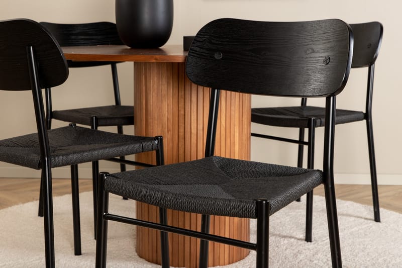 Bianca Matgrupp 110 cm Rund med 4 Polly stolar - Svart - Products - Möbler - Bord & matgrupp - Matgrupp