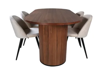 Bianca Matgrupp 200 cm Oval med 4 Velvet stolar - Svart - Products - Möbler - Bord & matgrupp - Matgrupp