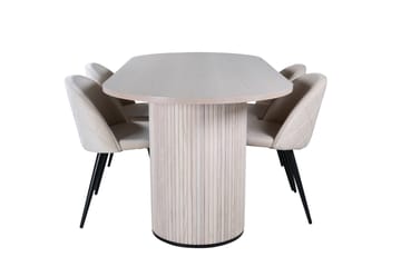 Bianca Matgrupp 200 cm Oval med 4 Velvet stolar - Svart - Products - Möbler - Bord & matgrupp - Matgrupp