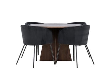 Bootcut Matgrupp 110 cm Rund med 4 Berit stolar - Mocca/Svart - Products - Möbler - Bord & matgrupp - Matgrupp