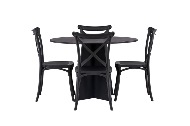 Bootcut Matgrupp 110 cm Rund med 4 Crosett stolar - Svart - Products - Möbler - Bord & matgrupp - Matgrupp