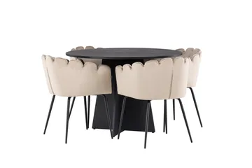 Bootcut Matgrupp 110 cm Rund med 4 Limhamn stolar - Beige - Products - Möbler - Bord & matgrupp - Matgrupp