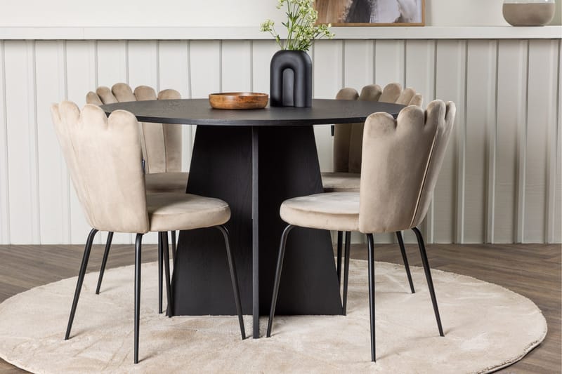 Bootcut Matgrupp 110 cm Rund med 4 Limhamn stolar - Beige - Products - Möbler - Bord & matgrupp - Matgrupp
