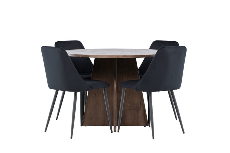 Bootcut Matgrupp 110 cm Rund med 4 Night stolar - Mocca/Svart - Products - Möbler - Bord & matgrupp - Matgrupp