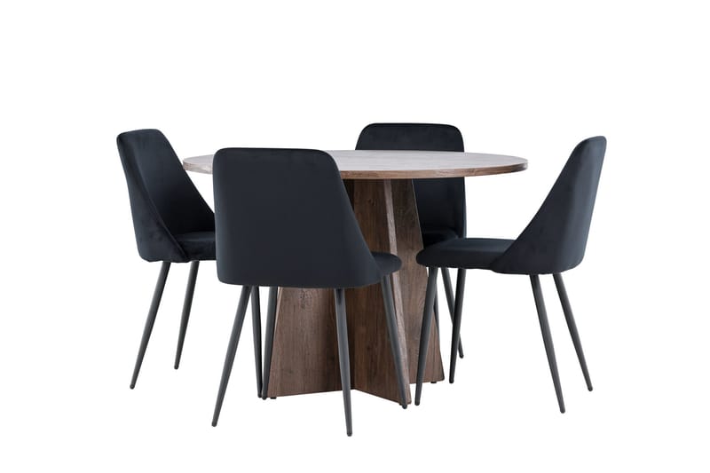 Bootcut Matgrupp 110 cm Rund med 4 Night stolar - Mocca/Svart - Products - Möbler - Bord & matgrupp - Matgrupp