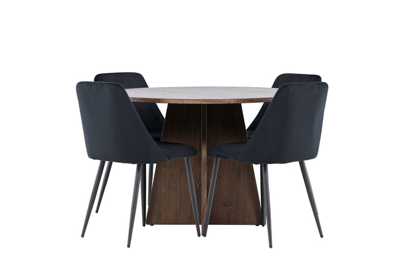 Bootcut Matgrupp 110 cm Rund med 4 Night stolar - Mocca/Svart - Products - Möbler - Bord & matgrupp - Matgrupp