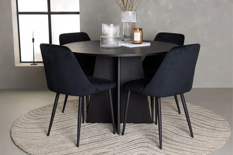 Bootcut Matgrupp 110 cm Rund med 4 Night stolar - Svart - Products - Möbler - Bord & matgrupp - Matgrupp