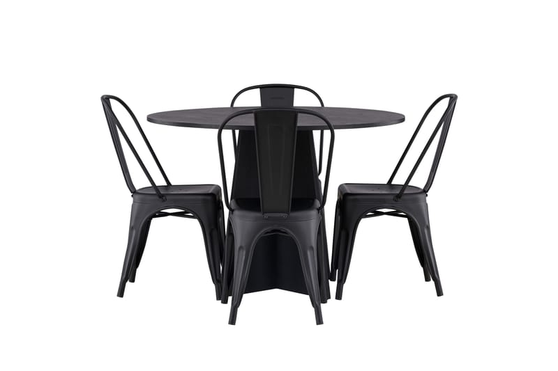 Bootcut Matgrupp 110 cm Rund med 4 Tempe Stolar, Svart