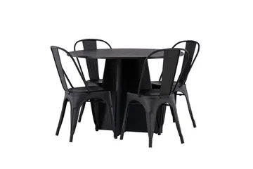 Bootcut Matgrupp 110 cm Rund med 4 Tempe Stolar - Svart - Products - Möbler - Bord & matgrupp - Matgrupp