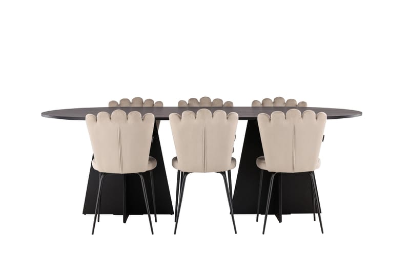 Bootcut Matgrupp 230 cm Oval med 6 Limhamn stolar - Beige - Products - Möbler - Bord & matgrupp - Matgrupp