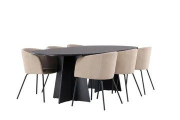 Bootcut Matgrupp 230 cm Rektangulär med 6 Berit stolar - Beige - Products - Möbler - Bord & matgrupp - Matgrupp