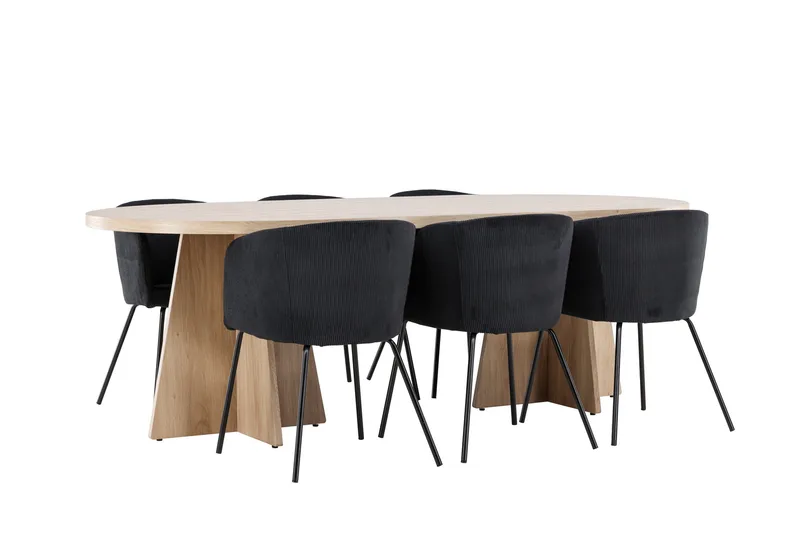 Bootcut Matgrupp 230 cm Rektangulär med 6 Berit stolar - Whitewash/Svart - Products - Möbler - Bord & matgrupp - Matgrupp