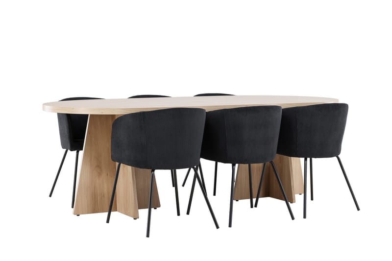 Bootcut Matgrupp 230 cm Rektangulär med 6 Berit stolar - Whitewash/Svart - Products - Möbler - Bord & matgrupp - Matgrupp