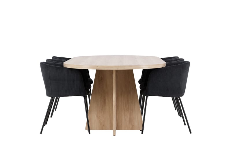 Bootcut Matgrupp 230 cm Rektangulär med 6 Berit stolar - Whitewash/Svart - Products - Möbler - Bord & matgrupp - Matgrupp