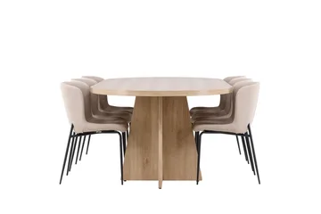 Bootcut Matgrupp 230 cm Rektangulär med 6 Modesto stolar - Whitewash/Beige - Products - Möbler - Bord & matgrupp - Matgrupp