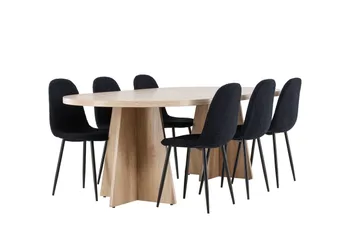 Bootcut Matgrupp 230 cm Rektangulär med 6 Polar stolar - Whitewash/Svart - Products - Möbler - Bord & matgrupp - Matgrupp