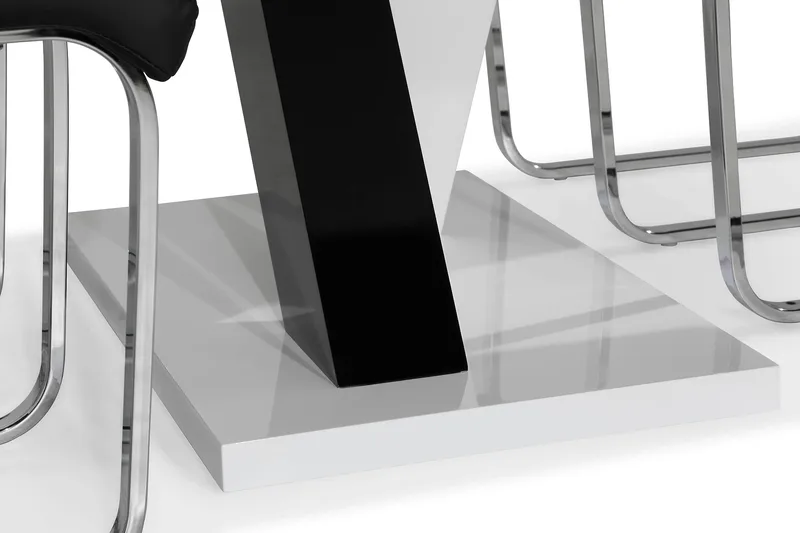 Cesi Matgrupp 140 cm med 4 Cibus Stol - Vit/Svart/Svart PU/Krom - Products - Möbler - Bord & matgrupp - Matgrupp