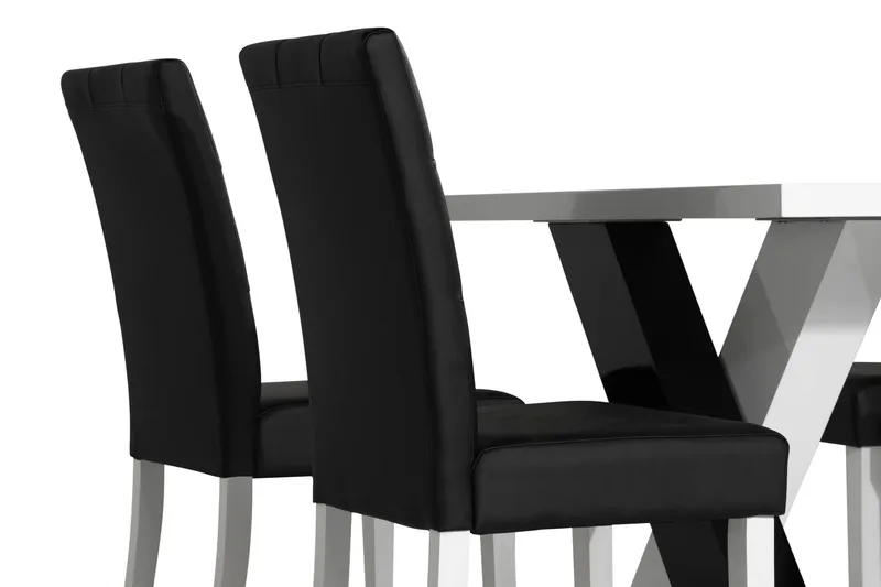 Cesi Matgrupp 140 cm med 4 Viktor Stol - Vit/Svart/Svart PU - Products - Möbler - Bord & matgrupp - Matgrupp