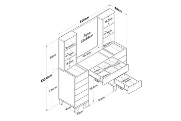 Ceylon Sminkbord 120 cm - Vit - Products - Möbler - Bord & matgrupp - Sminkbord & toalettbord