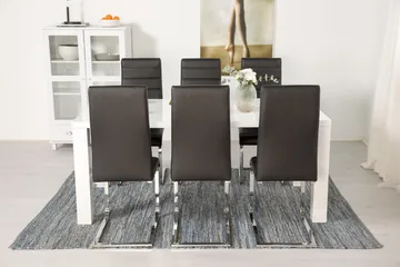 Cibus Matgrupp 180 cm med 6 Stolar - Vit/Svart Konstläder - Products - Möbler - Bord & matgrupp - Matgrupp