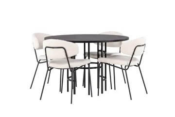 Copenhagen Matgrupp 115 cm Rund med 4 Chico Stolar - Svart - Products - Möbler - Bord & matgrupp - Matgrupp