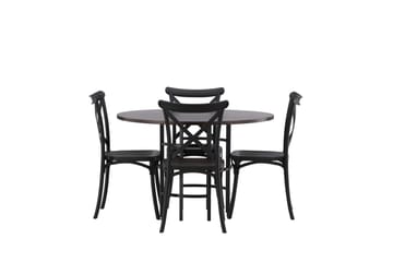 Copenhagen Matgrupp 115 cm Rund med 4 Crosett stolar - Svart - Products - Möbler - Bord & matgrupp - Matgrupp