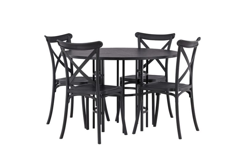 Copenhagen Matgrupp 115 cm Rund med 4 Crosett stolar - Svart - Products - Möbler - Bord & matgrupp - Matgrupp