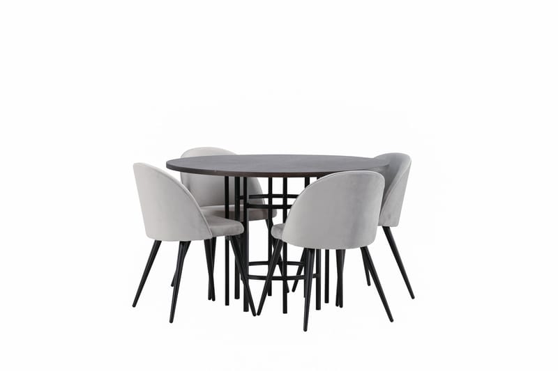 Copenhagen Matgrupp 115 cm Rund med 4 Velvet stolar - Grå - Products - Möbler - Bord & matgrupp - Matgrupp