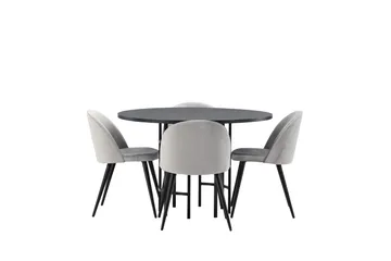 Copenhagen Matgrupp 115 cm Rund med 4 Velvet stolar - Svart - Products - Möbler - Bord & matgrupp - Matgrupp