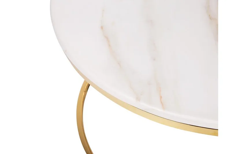 Coralla Soffbord 70 cm Runt Marmormönster - Vit/Guld - Products - Möbler - Bord & matgrupp - Soffbord