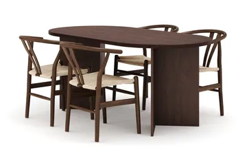 Dano Matbord 180 cm  med 4 Dastoori Matstolar - Valnöt - Products - Möbler - Bord & matgrupp - Matgrupp