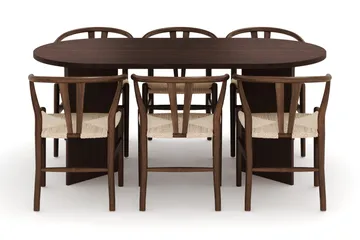 Dano Matbord 180 cm  med 6 Dastoori Matstolar - Valnöt - Products - Möbler - Bord & matgrupp - Matgrupp