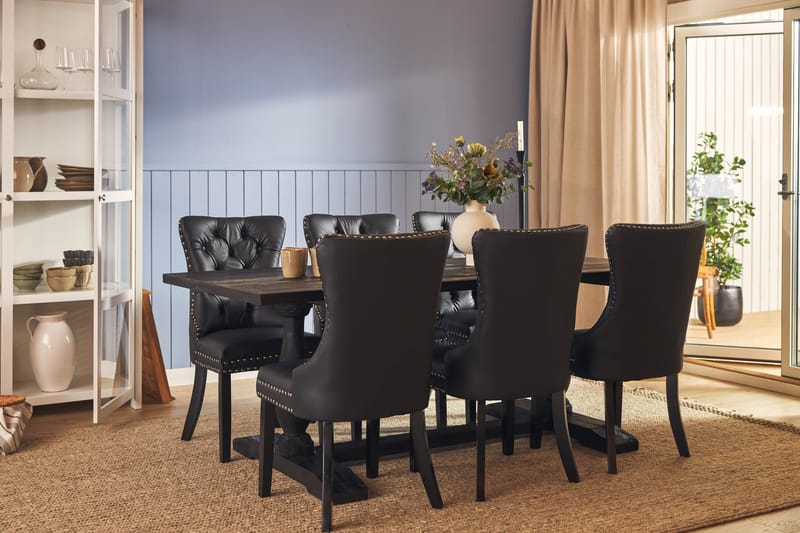 Dijon Matgrupp 200 cm inkl 6 Bergviken Stolar Konstläder - Brun - Products - Möbler - Bord & matgrupp - Matgrupp